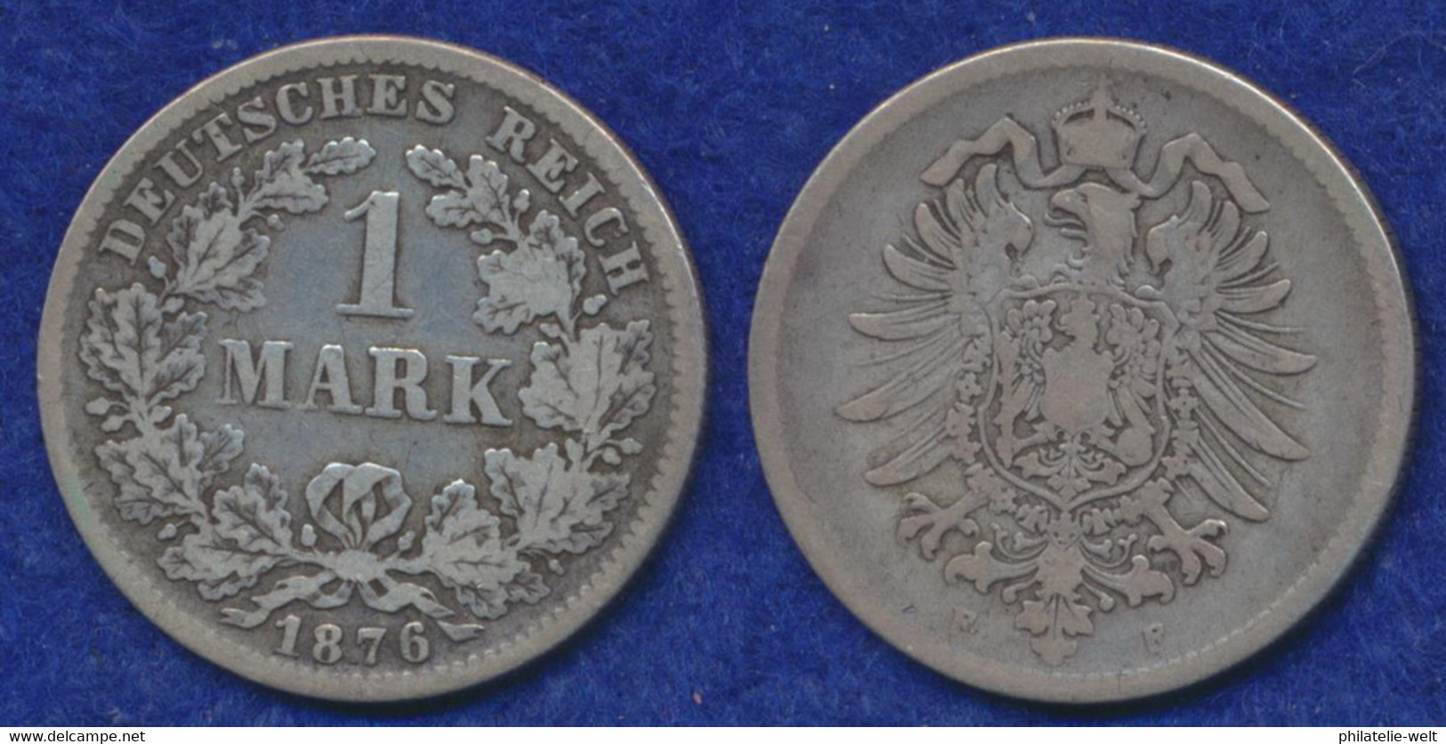 Deutsches Reich 1 Mark 1876F Kleiner Reichsadler Ag900 - 1 Mark