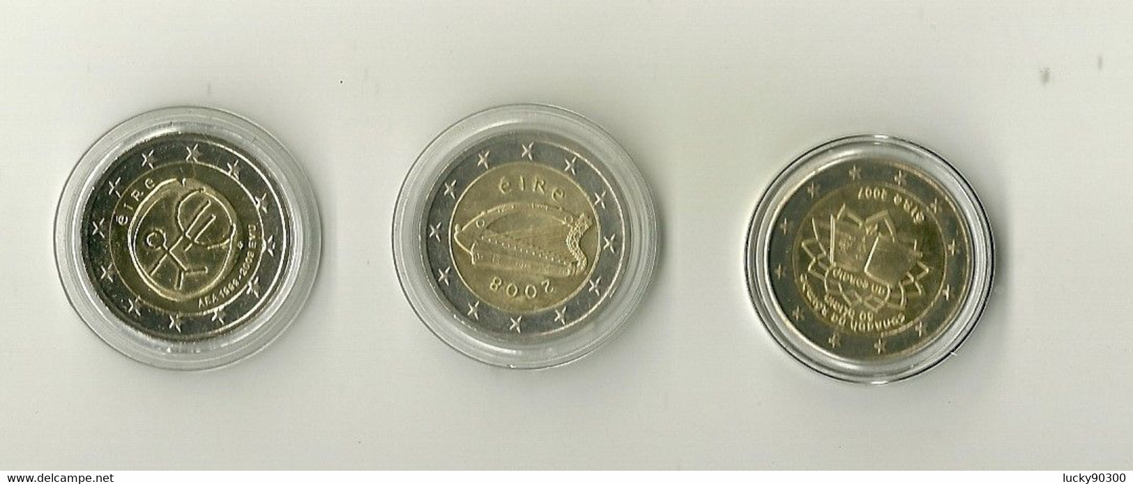 LOT DE 3 PIECES 2 EURO IRLANDE SOUS CAPSULES DONT TRAITE DE ROME -  UEM - ET LA 2008 - EIRE - Ireland