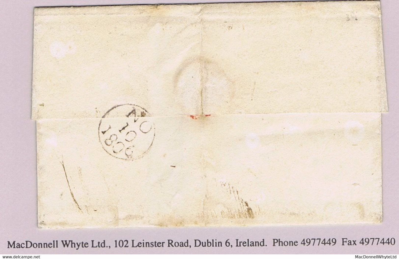 Ireland Dublin 1806 Circular Year Datestamp NO 10 1806 On Cover To Post Office Belfast Rated "6" Sixpence For 50 To 80 M - Prefilatelia