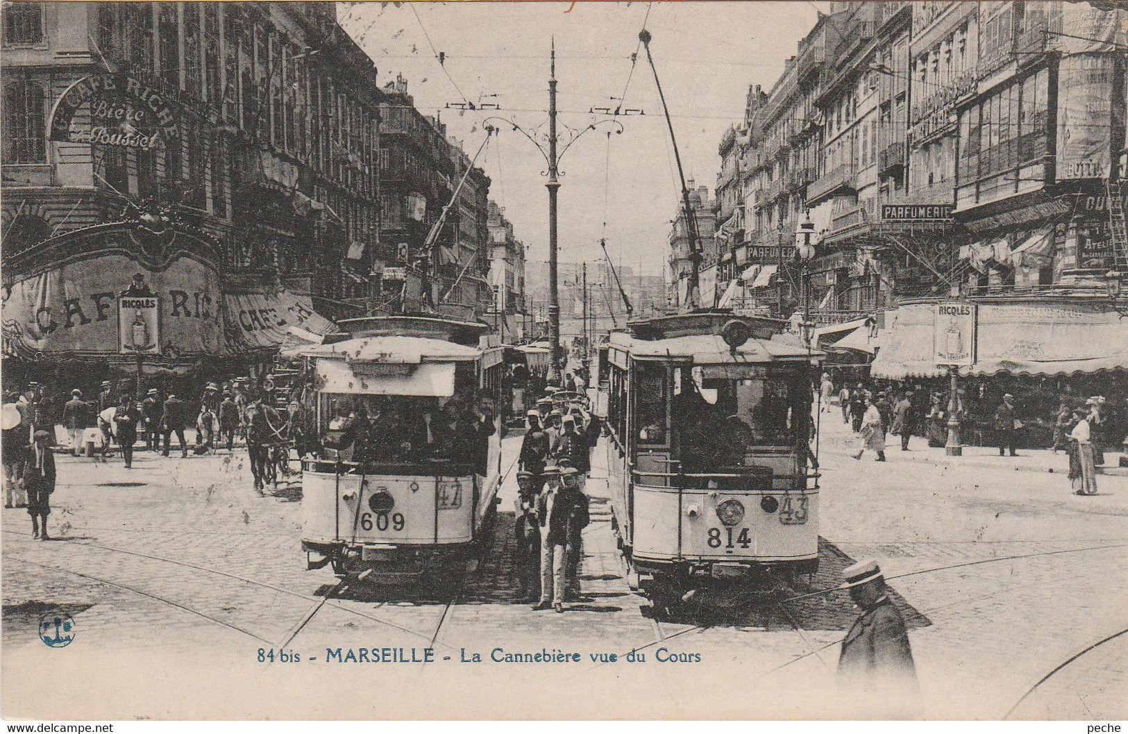 N°6975 R -cpa Marseille -la Cannebière Vue Du Cours -Tramways- - Strassenbahnen