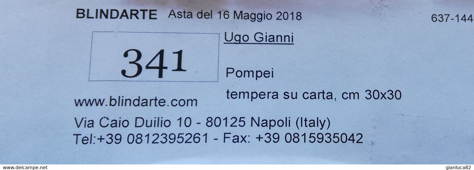 Dipinto In Tempera Grassa Su Tavoletta Da Asta Napoli: Pompei Firmato U. Gianni 1890 Ca. (D5) Come Da Foto Tavoletta 30, - Waterverf