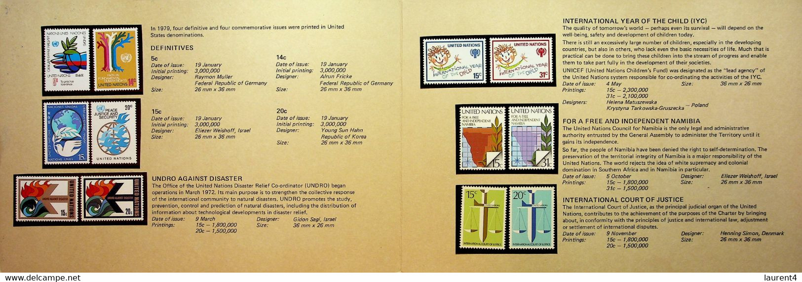 ((side) Unitted Nations New York Annual Collection (mint Stamps In Presentation Folder) 23x16cm - 1979 - Ungebraucht