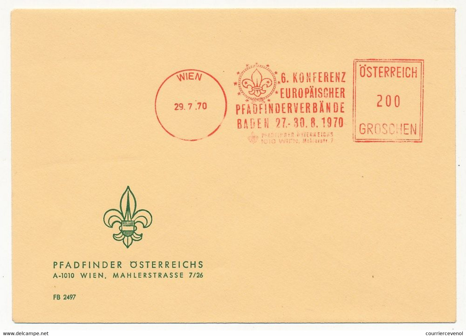 SCOUTISME - AUTRICHE - EMA 6eme Conférence Européenne Des Eclaireurs Aurichiens - Enveloppe En Tête - 29/7/1970 - Cartas & Documentos