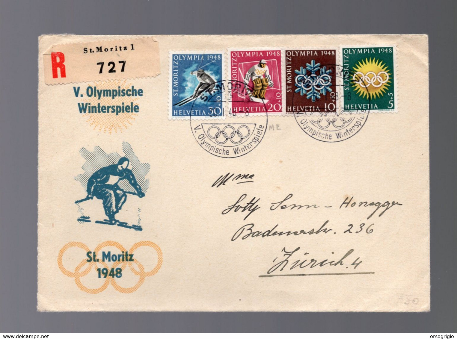 SVIZZERA - GIOCHI OLIMPICI 1948 - V. OLYMPISCHE WINTERSPIELE 30-1-1948  -   LUXE - Winter 1948: St-Moritz