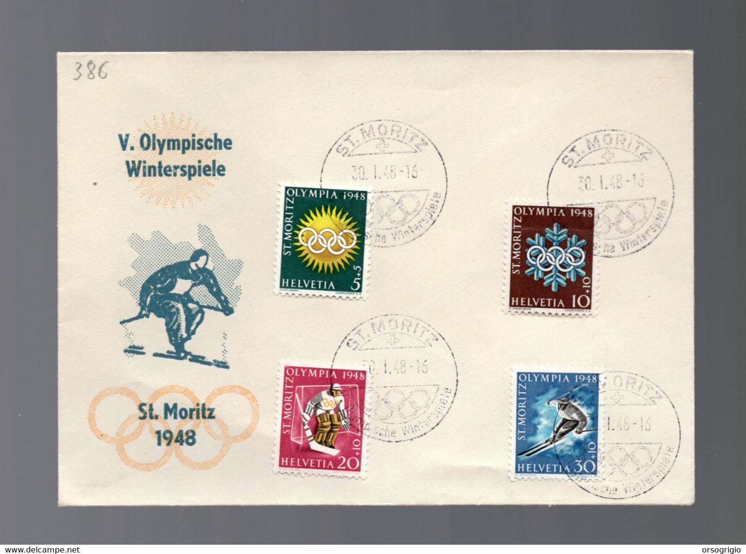 SVIZZERA - GIOCHI OLIMPICI 1948 - V. OLYMPISCHE WINTERSPIELE  ST MORITZ  30-1-1948 -   LUXE - Winter 1948: St. Moritz