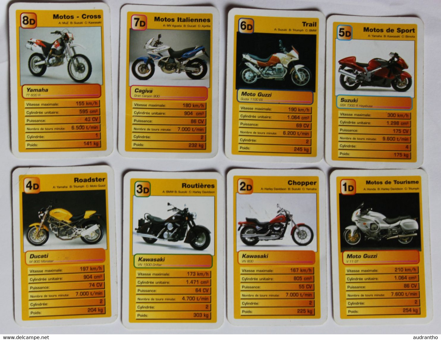 Jeu De Cartes Moto Yamaha Suzuki Muz Harley Davidson BMW Ducati Triumph Aprilia - Moto