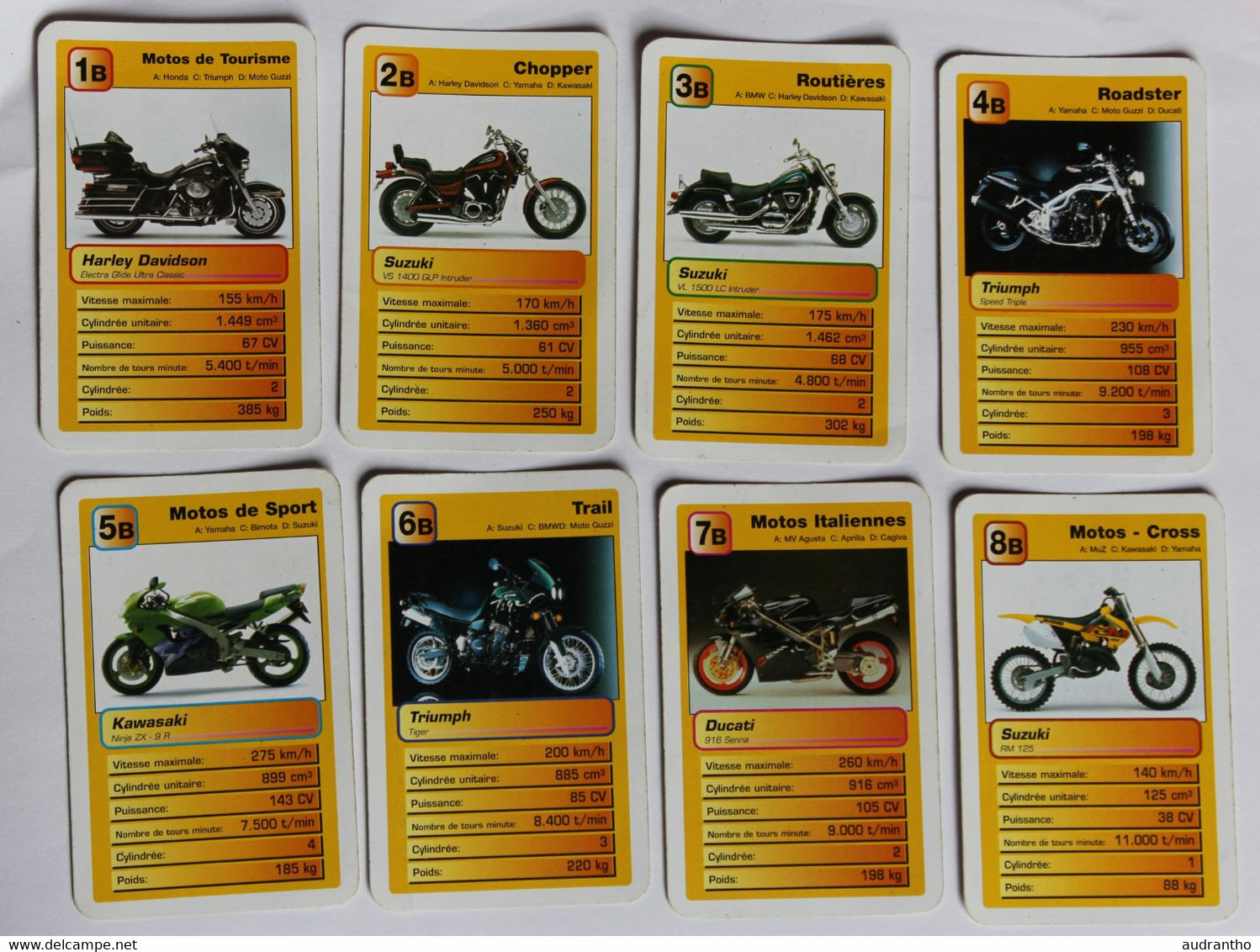 Jeu De Cartes Moto Yamaha Suzuki Muz Harley Davidson BMW Ducati Triumph Aprilia - Moto