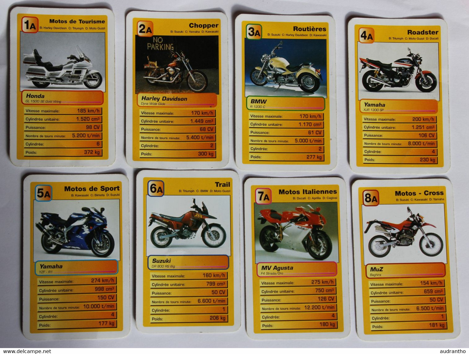 Jeu De Cartes Moto Yamaha Suzuki Muz Harley Davidson BMW Ducati Triumph Aprilia - Moto