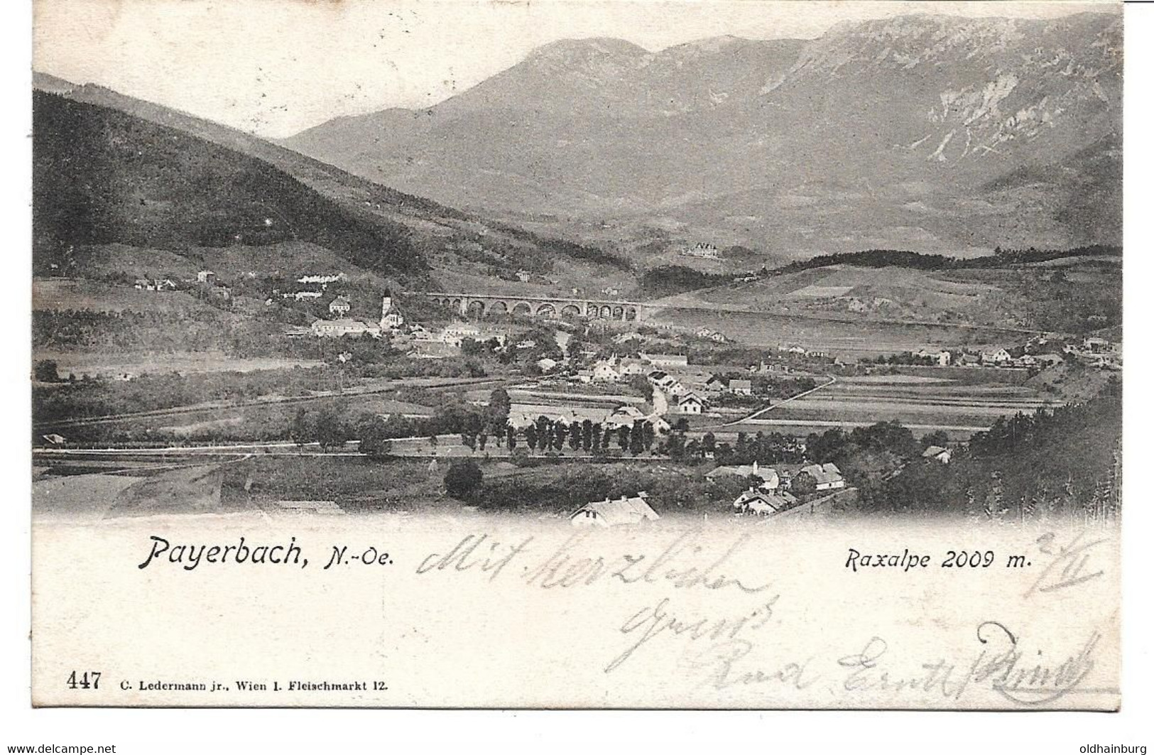 3038m: AK Ansicht Payerbach, Raxalpe, Gelaufen 1903 Nach Vöslau - Raxgebiet