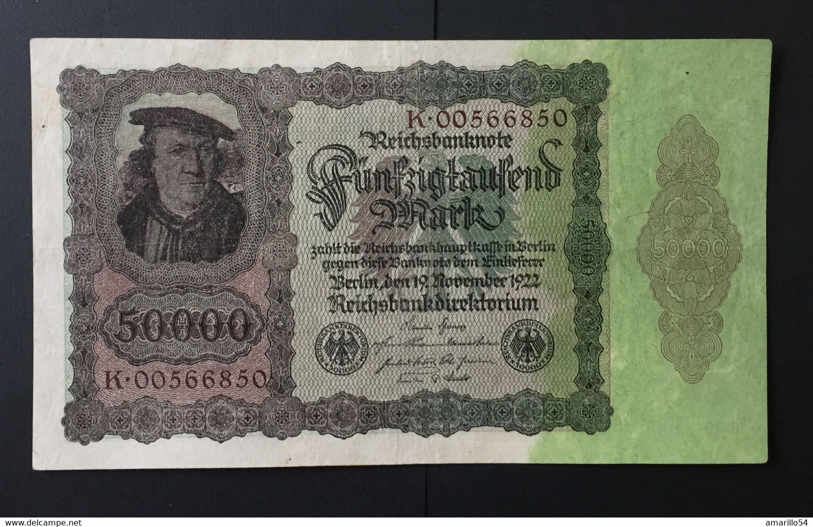 Banknote Reichsbanknote 50000 Mark 1922 Deutschland Germany Erhaltung Siehe Scans - 50000 Mark