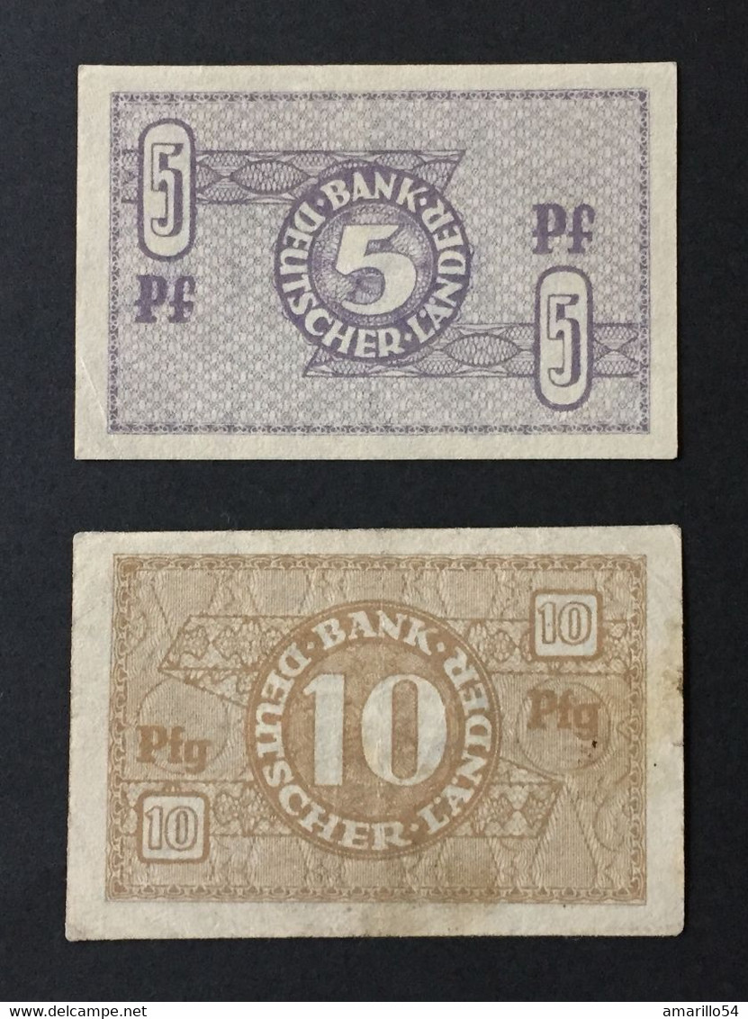 SELTEN 2 Banknoten 1948 5 Pfennig + 10 Pfennig Bank Deutscher Länder Deutschland Germany Erhaltung Siehe Scans - Collections