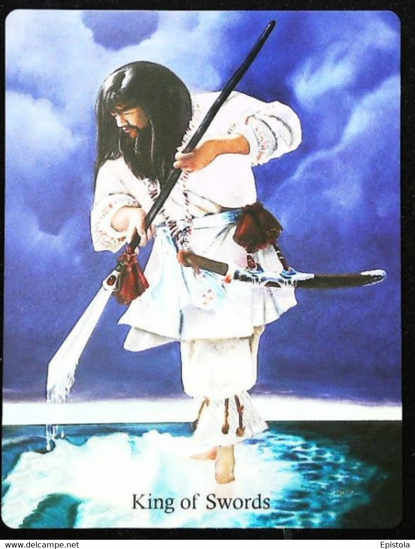 King Of Swords - Japonese Feudal Samouraï - A Divination & Meditation Tarot Card - Tarocchi