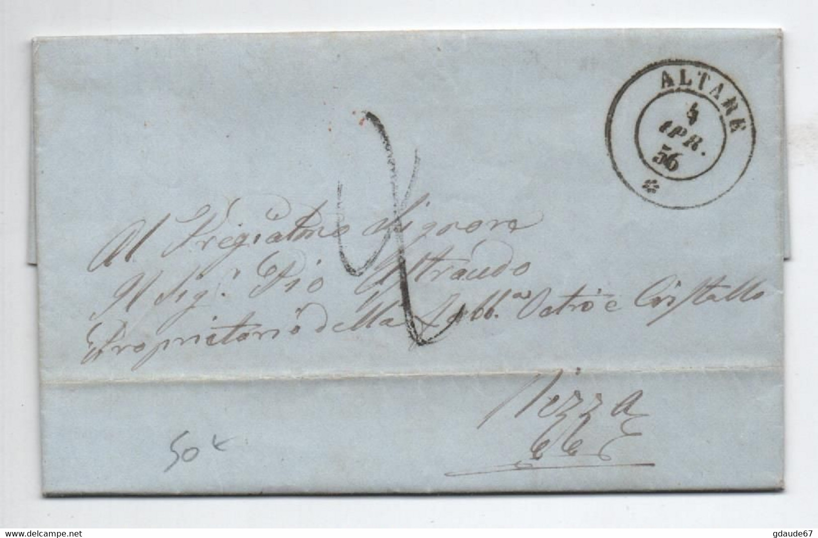 1856 - LETTRE De ALTARE (LIGURIA) Pour NICE - CACHET SARDE - 1. ...-1850 Vorphilatelie