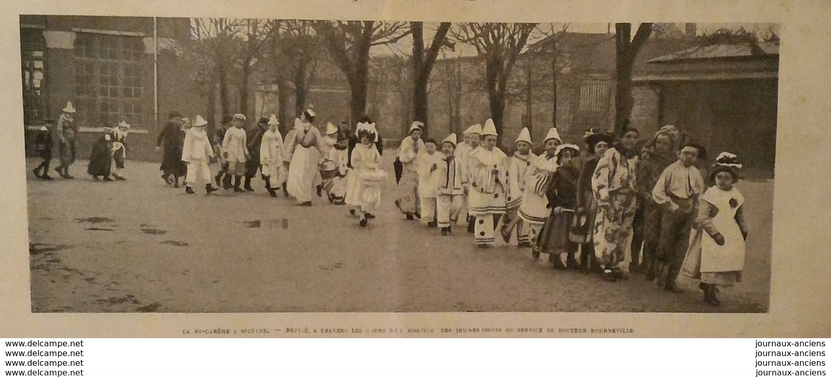 1904 BICETRE - LA MI-CARÊME À BICETRE - DEFILÉ À TRAVERS LES COURS DE L'HOSPICE DES JEUNES IDIOTS - DR BOURNEVILLE - 1900 - 1949