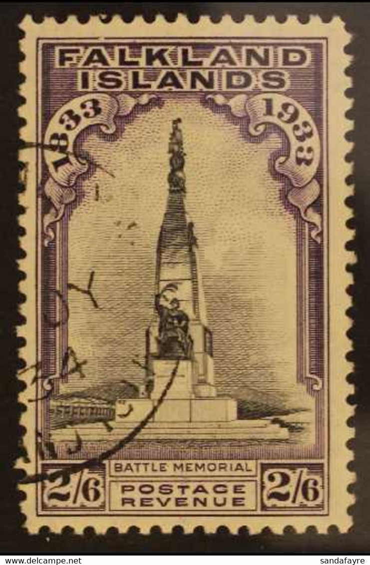 1933  Centenary 2s6d Black And Violet, SG 135, Very Fine Used. For More Images, Please Visit Http://www.sandafayre.com/i - Falkland Islands