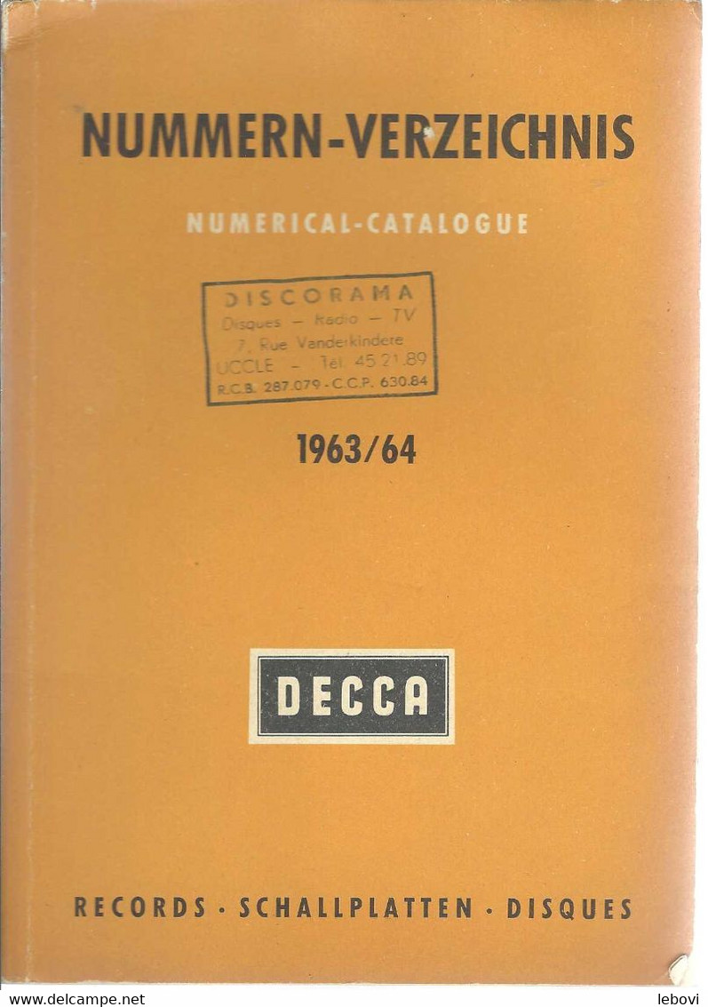 DECCA 1963/64 NUMERICAL -CATALOGUE ALLEMAND - Accessories & Sleeves