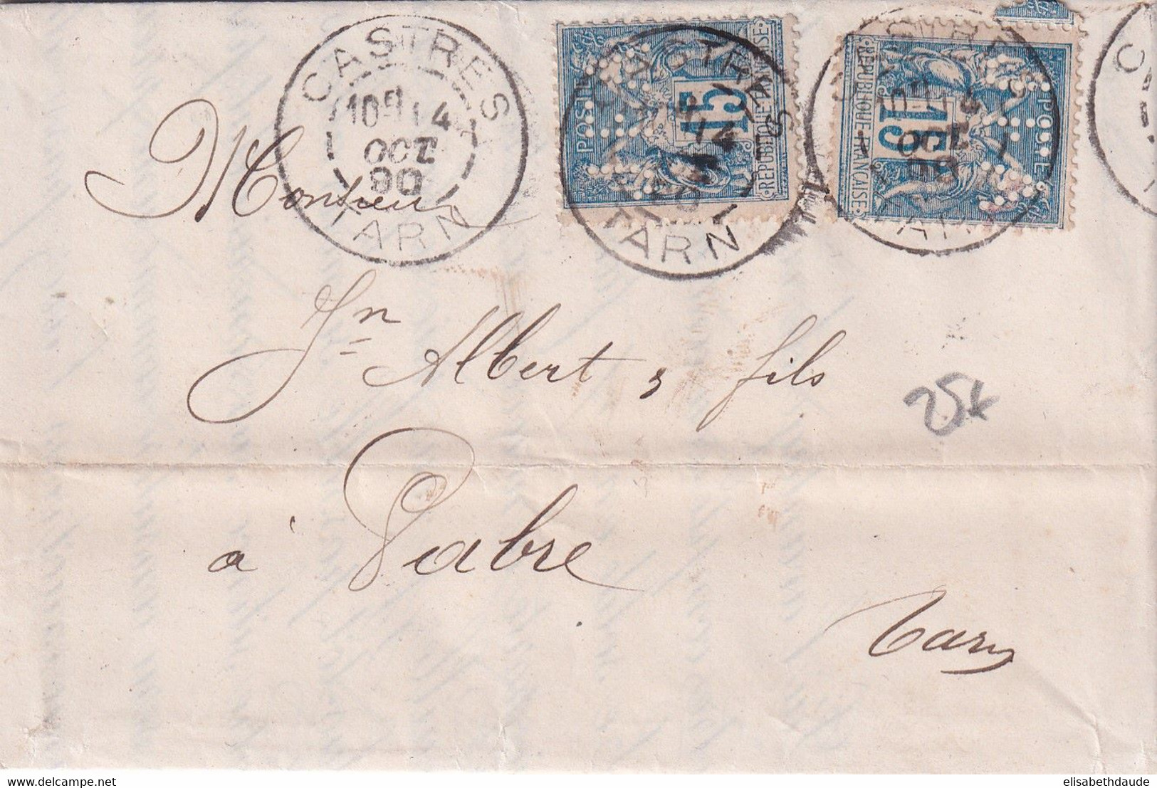 SAGE PERFORE - 1890 - LETTRE De La BANQUE FOURGASSIE CASTRES (TARN) => VABRE - Sonstige & Ohne Zuordnung