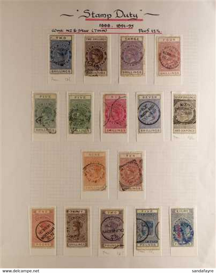 POSTAL FISCALS  1888 Wmk NZ And Star (7mm), Perf 12½, Used Selection Of Values To £8 Including A Complete Basic Range To - Sonstige & Ohne Zuordnung