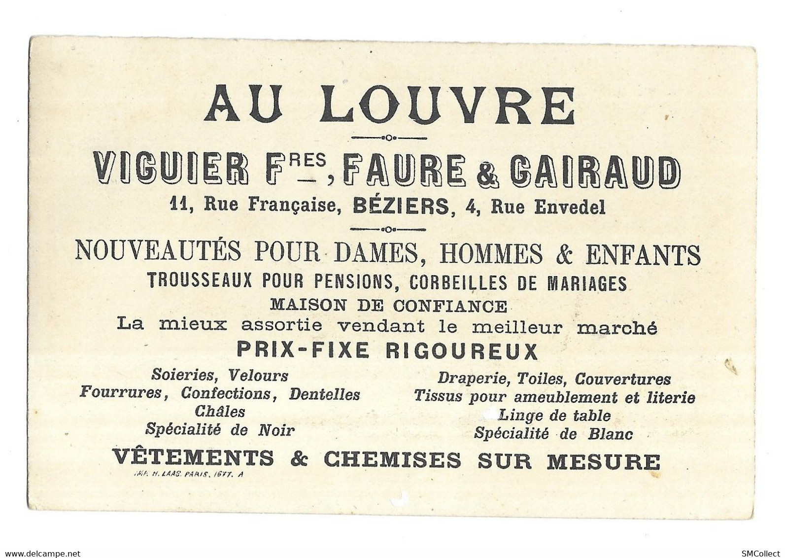 Chromo. Au Louvre, Viguier Frères, Faure & Gairaud, Béziers - Andere & Zonder Classificatie