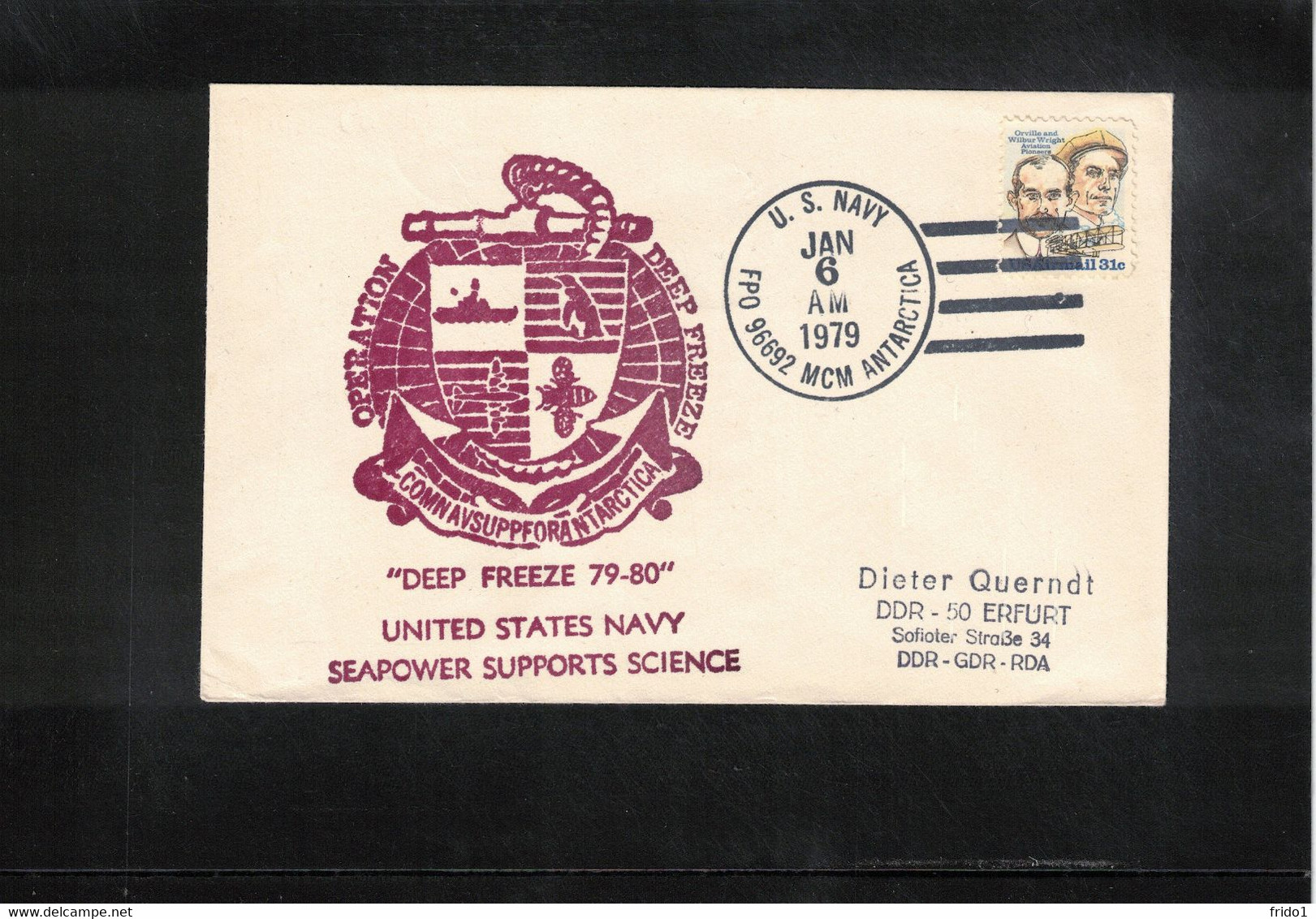USA 1979 Antarctica US Navy Seapower Supports Science Deep Freeze 79-80  Interesting Letter - Onderzoeksprogramma's