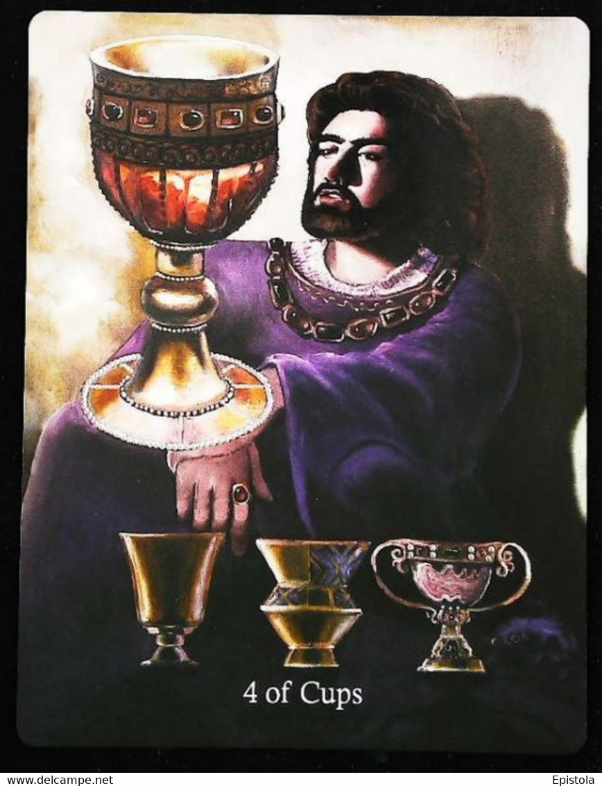 4 Of Cups  (Grall Holy Grail) -  Arthur Legend Arthurian Britian Myth - A Divination & Meditation Tarot Maxi Card - Tarot-Karten