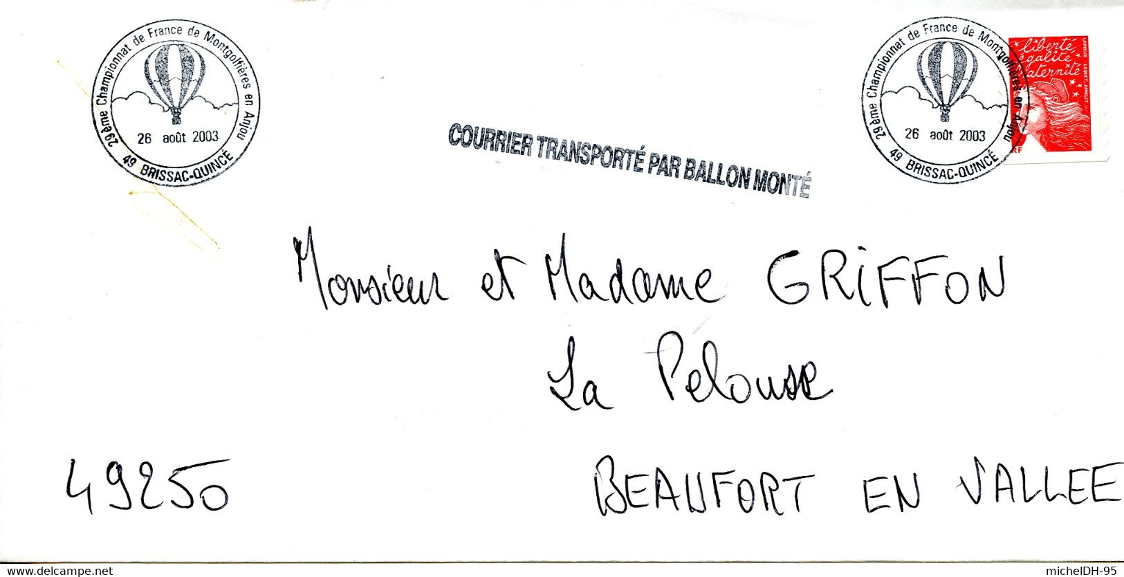 Ballon Monté - Championnat France Montgolfières - 26 Août 2003 - Oblitérés