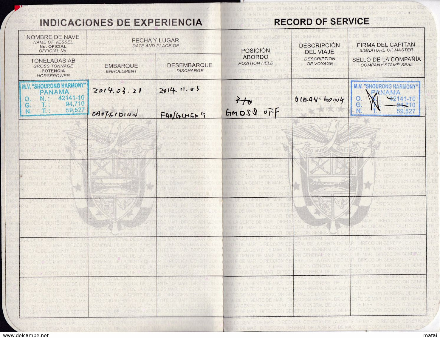 PANAMA OFFICAIL CERTICATE OF INTERNATIONAL COMMERCIAL SIPPING - Documentos Históricos