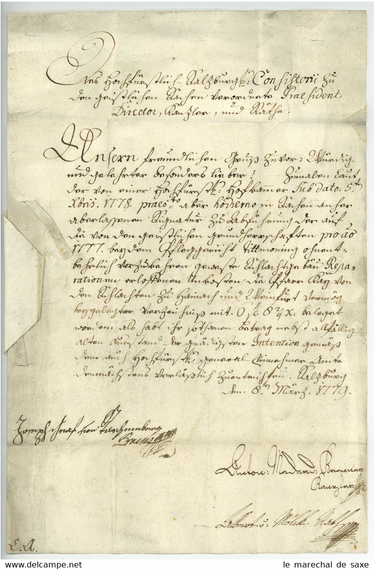 SALZBURG 1779 Hochfürstliches Konsistorium Joseph Graf Von STARHEMBERG Präsident Nach Kay - ...-1850 Prephilately