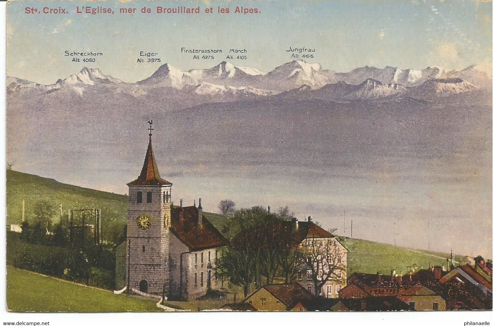 Sainte CROIX L'église, Mer De Brouillard Et Les Alpes - Sainte-Croix 