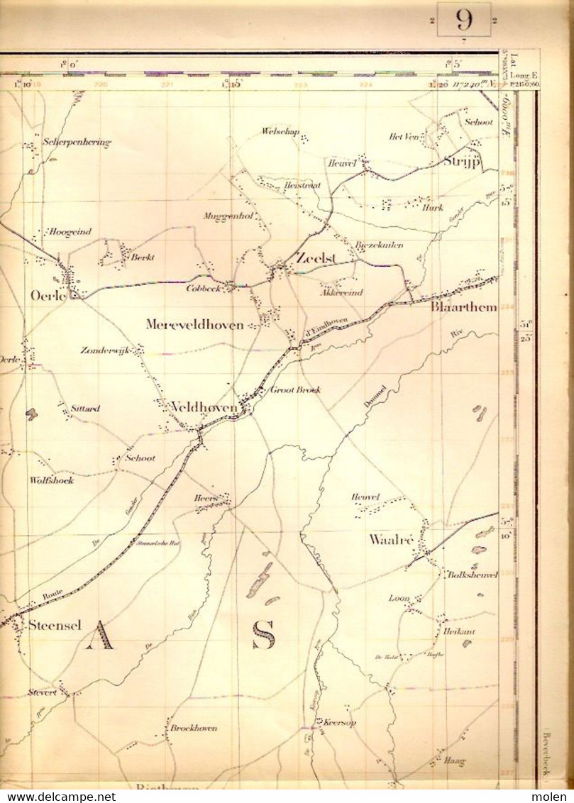 Meting 1871-1909 ARENDONK STAFKAART 9 POPEL REUSEL VELDHOVEN BORKEL ZEELST MIERDE REUSEL BLADEL CASTEREN VESSEM S412 - Arendonk