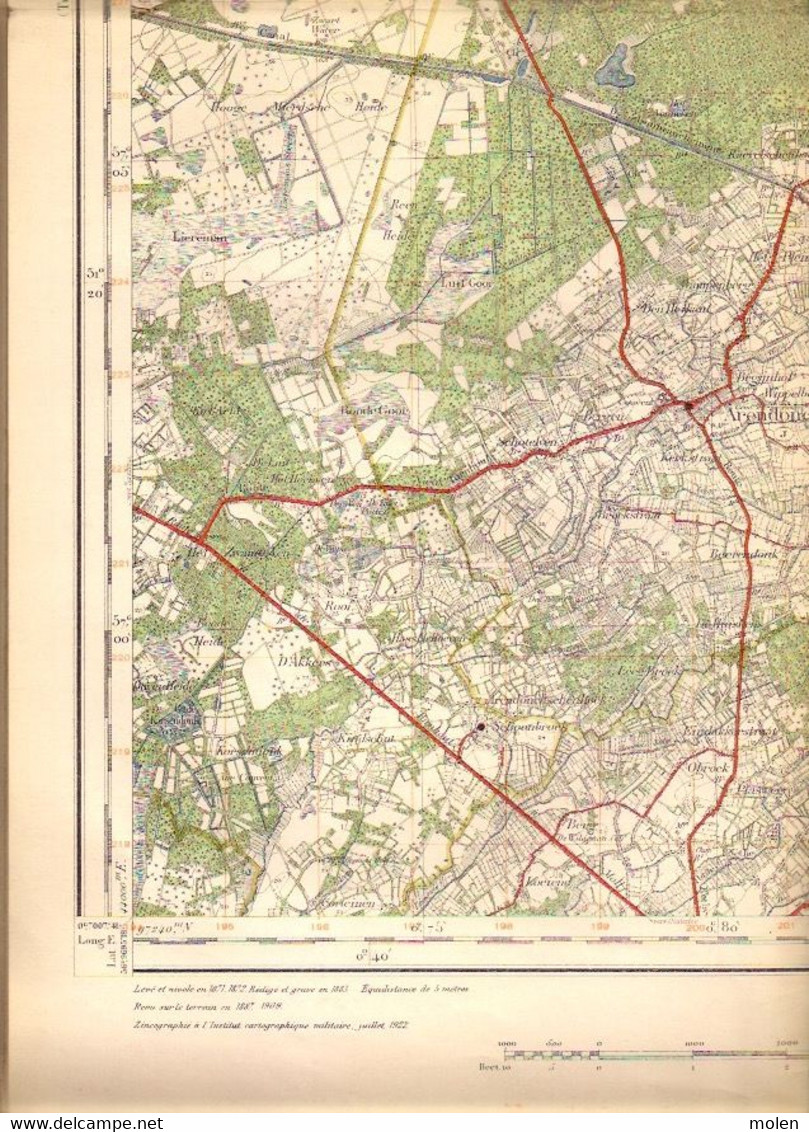 Meting 1871-1909 ARENDONK STAFKAART 9 POPEL REUSEL VELDHOVEN BORKEL ZEELST MIERDE REUSEL BLADEL CASTEREN VESSEM S412