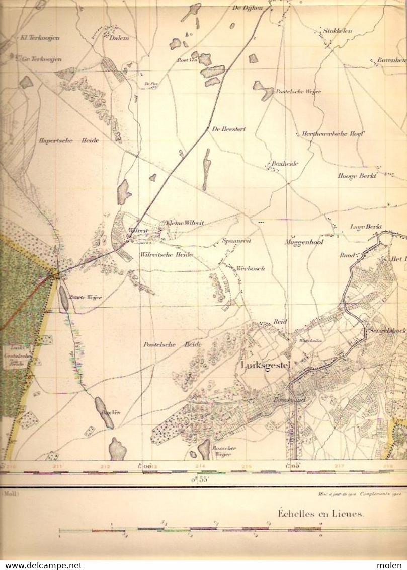 Meting 1871-1909 ARENDONK STAFKAART 9 POPEL REUSEL VELDHOVEN BORKEL ZEELST MIERDE REUSEL BLADEL CASTEREN VESSEM S412