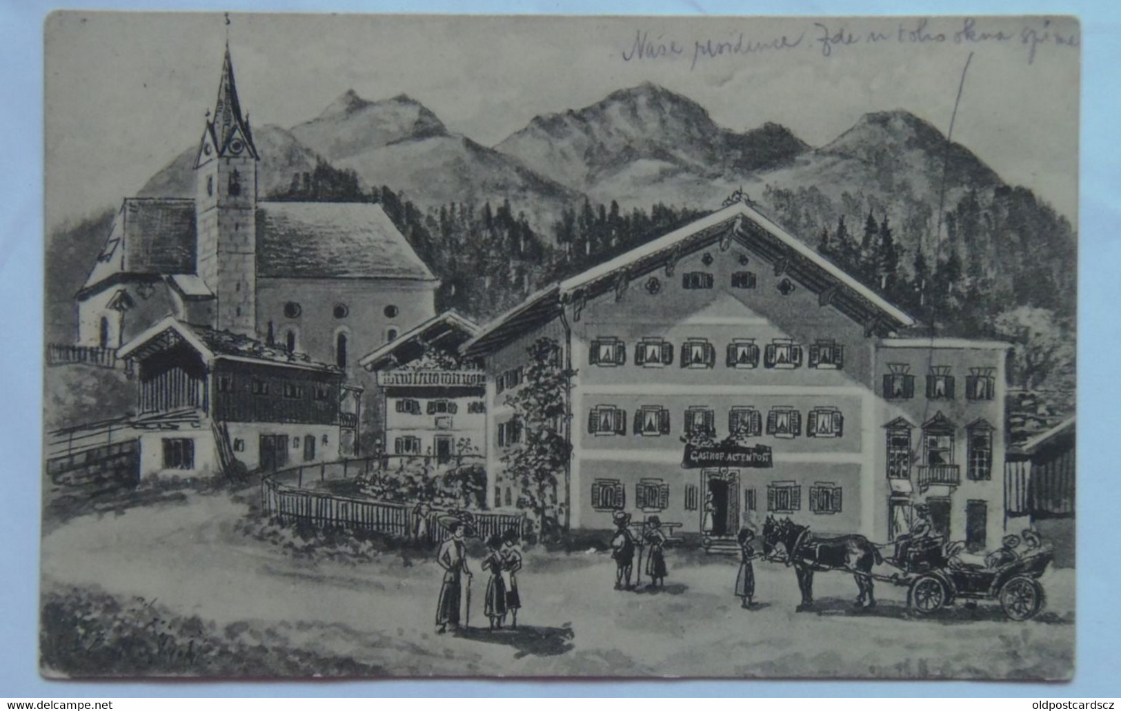 Fieberbrunn 265 Tyrol 1916 General View Gasthof Inn "z. Alten Post" Church Carriage - Fieberbrunn