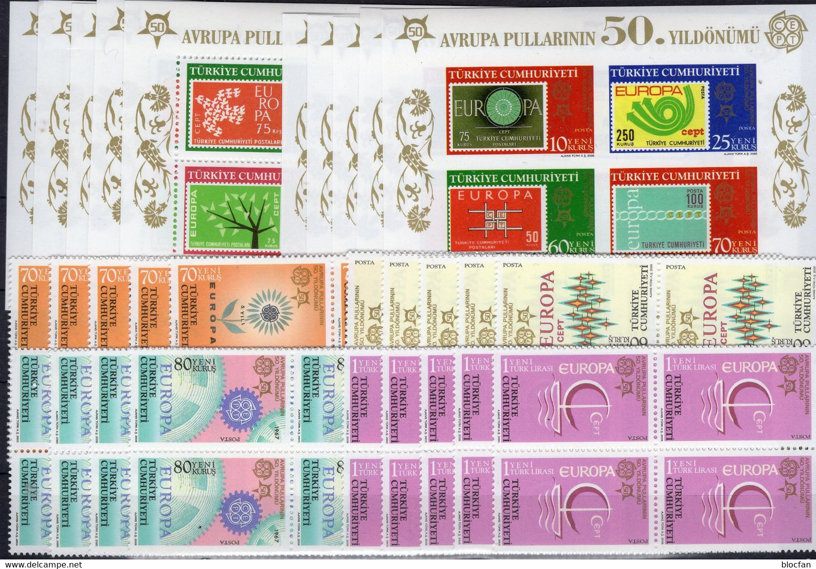 6x5 Blocks 2005 Turkiye 3487/0 4-Bl.,Block 58+59 ** 160€ Hoja Ss Blocs 50 Years CEPT History Stamp Sheets Bf EUROPA - Collections, Lots & Séries