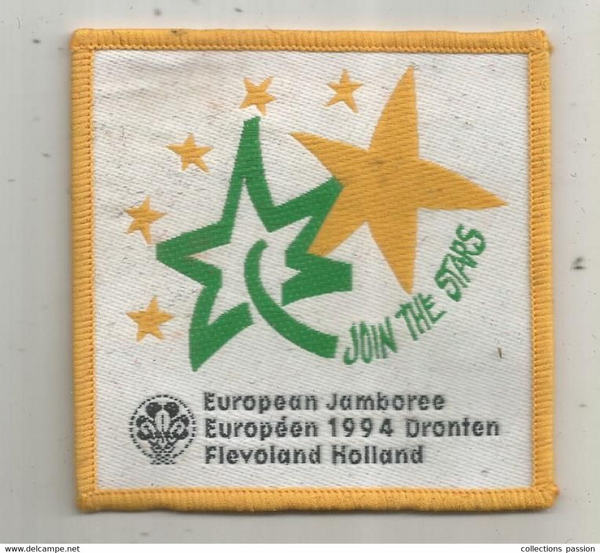 JC , écusson Tissu , Scouts , Scout , Scoutisme , EUROPEAN JAMBOREE 1994? DRONTEN , Flevoland , Holland, Frais Fr 1.55e - Ecussons Tissu