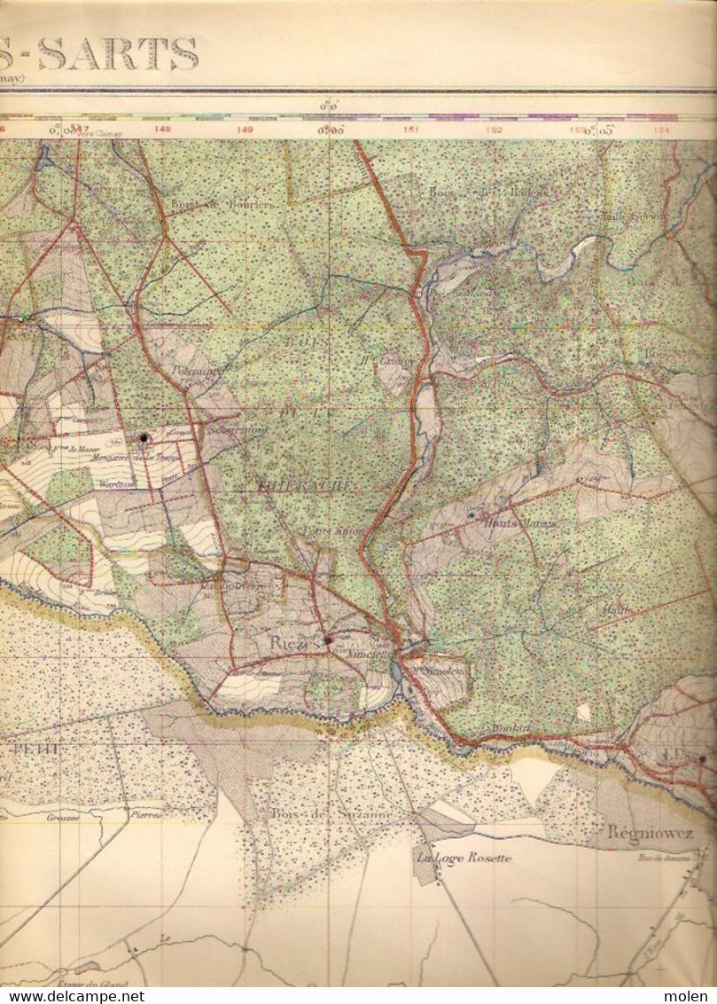 Mesure1871&1907 CUL-DES-SARTS Couvin CARTE D ETAT-MAJOR 62 ROCROI SIGNY-LE-PETIT AUBENTON REGNIOWEZ BRULY ST-MICHEL S427 - Cul-des-Sarts