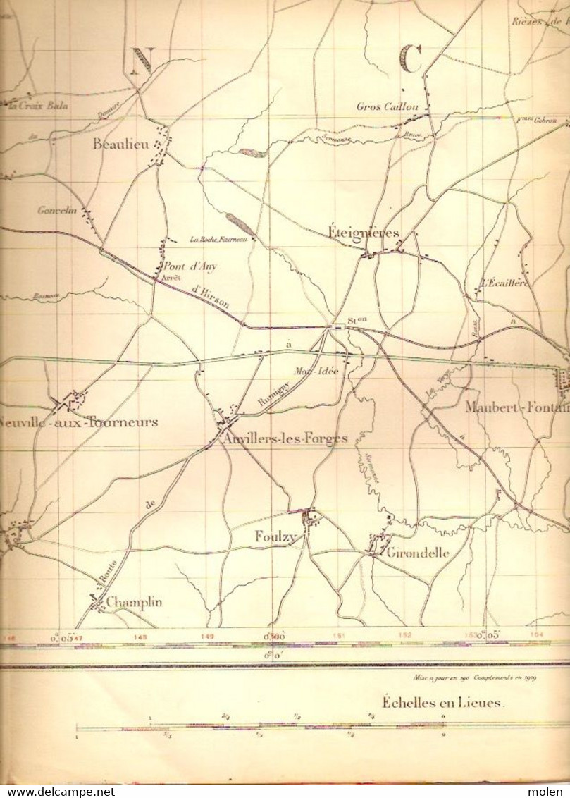 Mesure1871&1907 CUL-DES-SARTS Couvin CARTE D ETAT-MAJOR 62 ROCROI SIGNY-LE-PETIT AUBENTON REGNIOWEZ BRULY ST-MICHEL S427