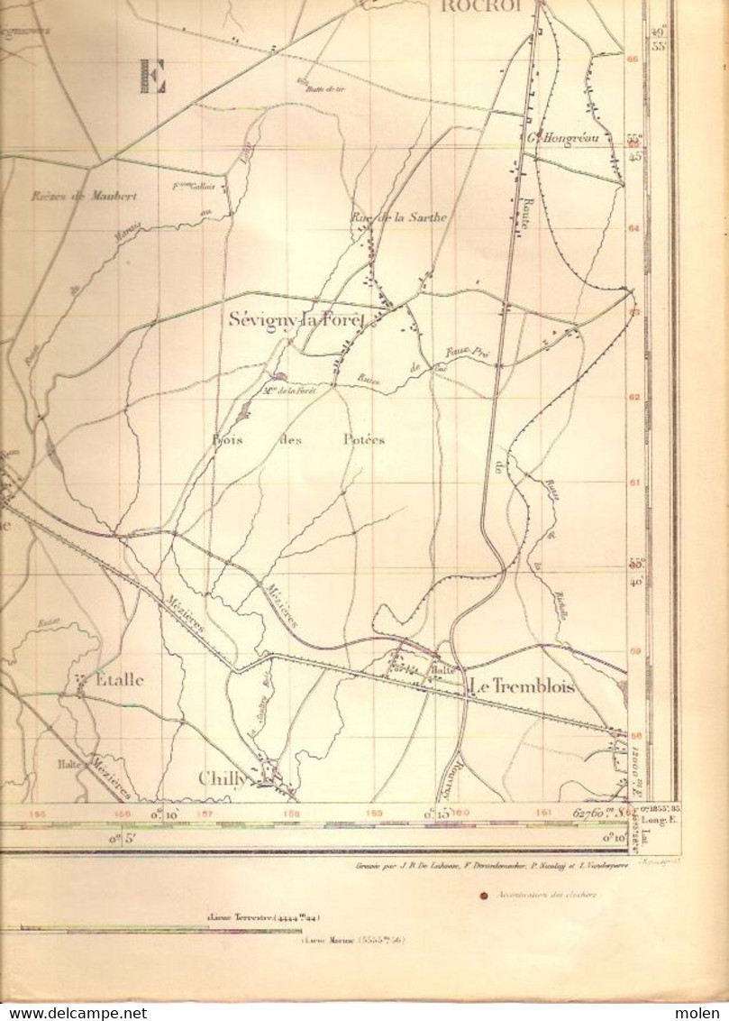 Mesure1871&1907 CUL-DES-SARTS Couvin CARTE D ETAT-MAJOR 62 ROCROI SIGNY-LE-PETIT AUBENTON REGNIOWEZ BRULY ST-MICHEL S427