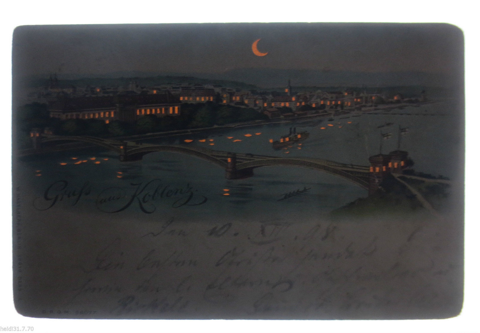 "Gruß Aus Koblenz, Mond" 1898, Halt Gegen Das Licht ♥  - Other & Unclassified