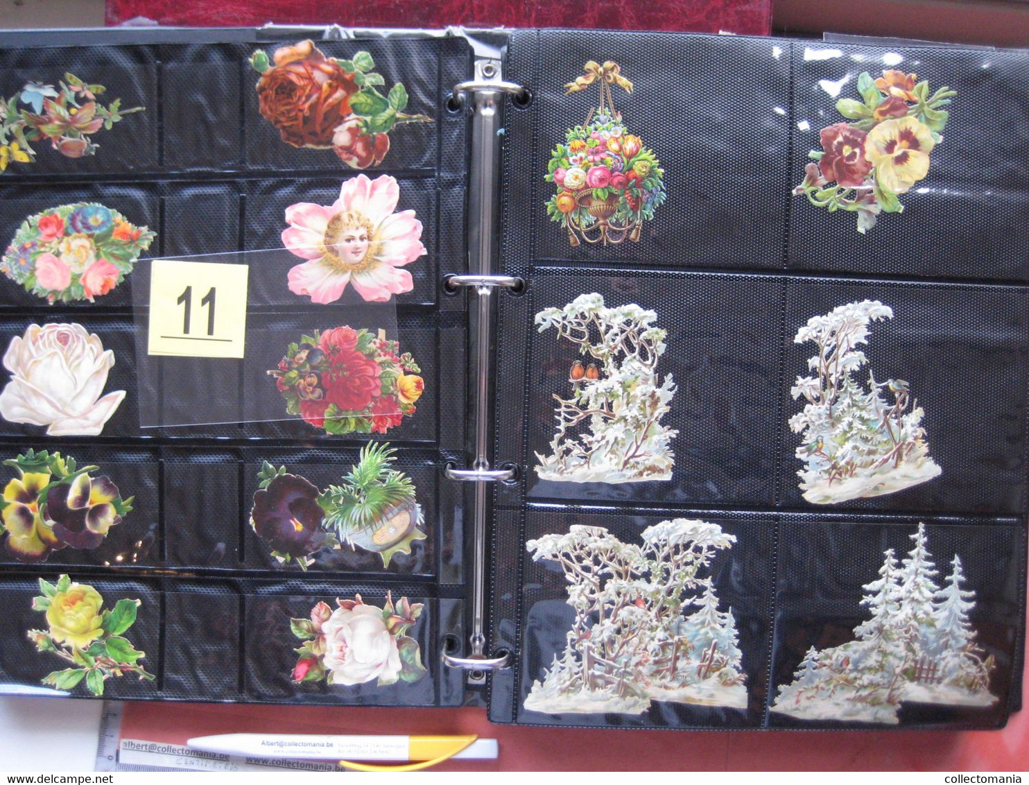 19th century each chromo fotograped (count yourself ) SCRAPS MAP09 -Flowers bloemen manden kransen planten GLANS BILDER