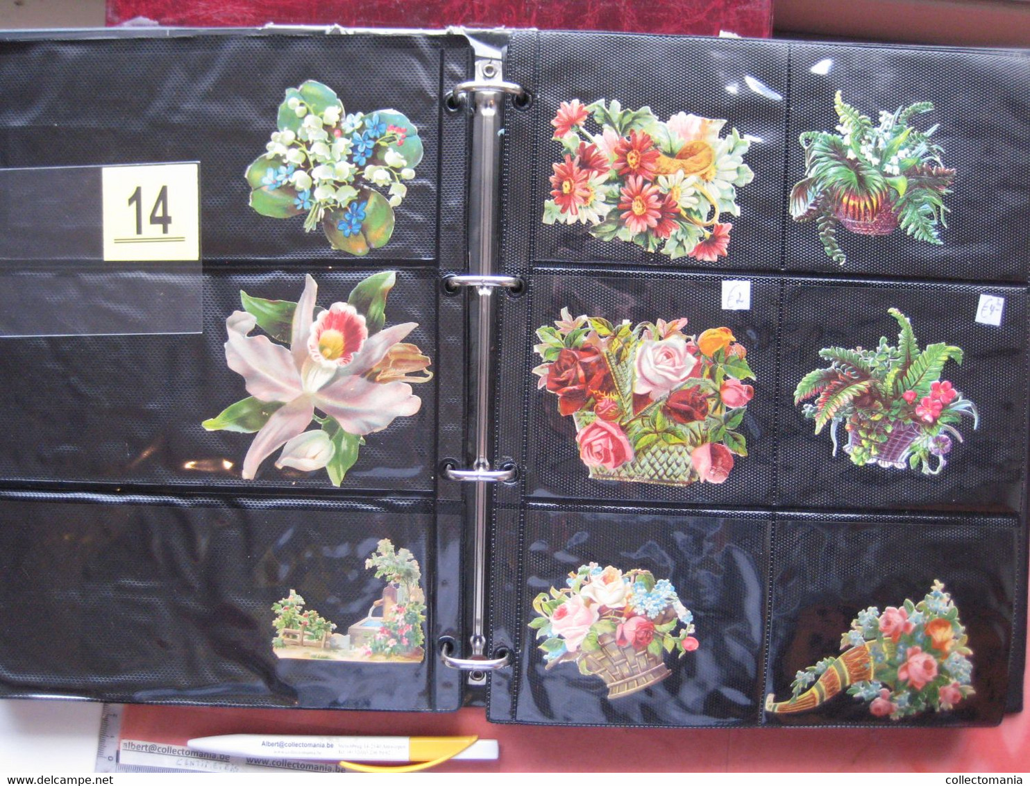 19th century each chromo fotograped (count yourself ) SCRAPS MAP09 -Flowers bloemen manden kransen planten GLANS BILDER