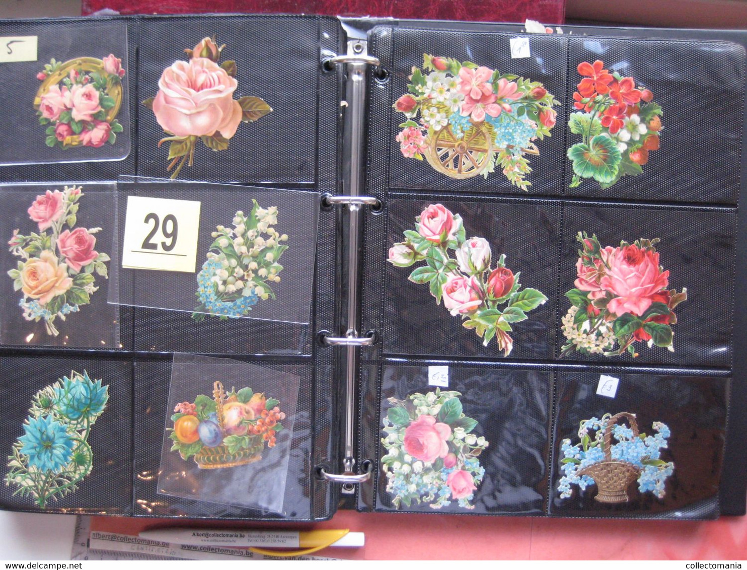 19th century each chromo fotograped (count yourself ) SCRAPS MAP09 -Flowers bloemen manden kransen planten GLANS BILDER