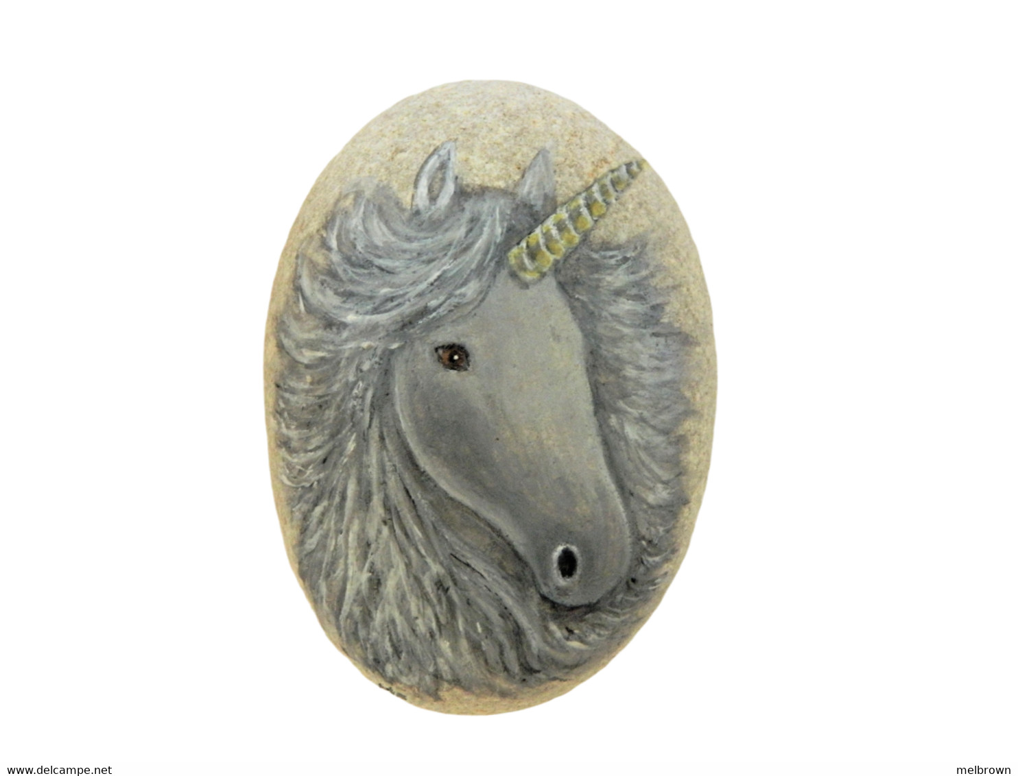 Original Painting Of A Unicorn On A Smooth Beach Stone Paperweight - Paper-weights