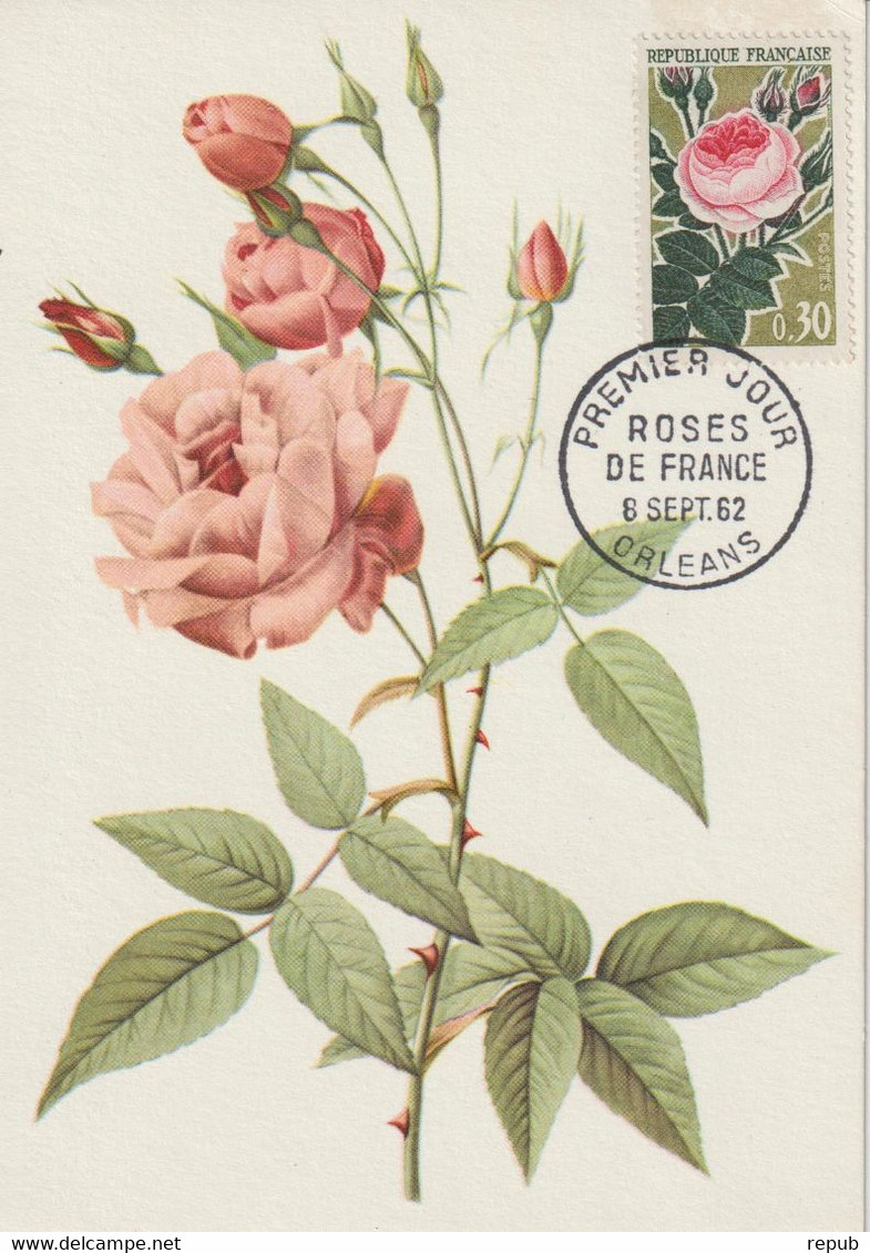 France Carte Maximum 1962 Roses 1357 - 1960-1969