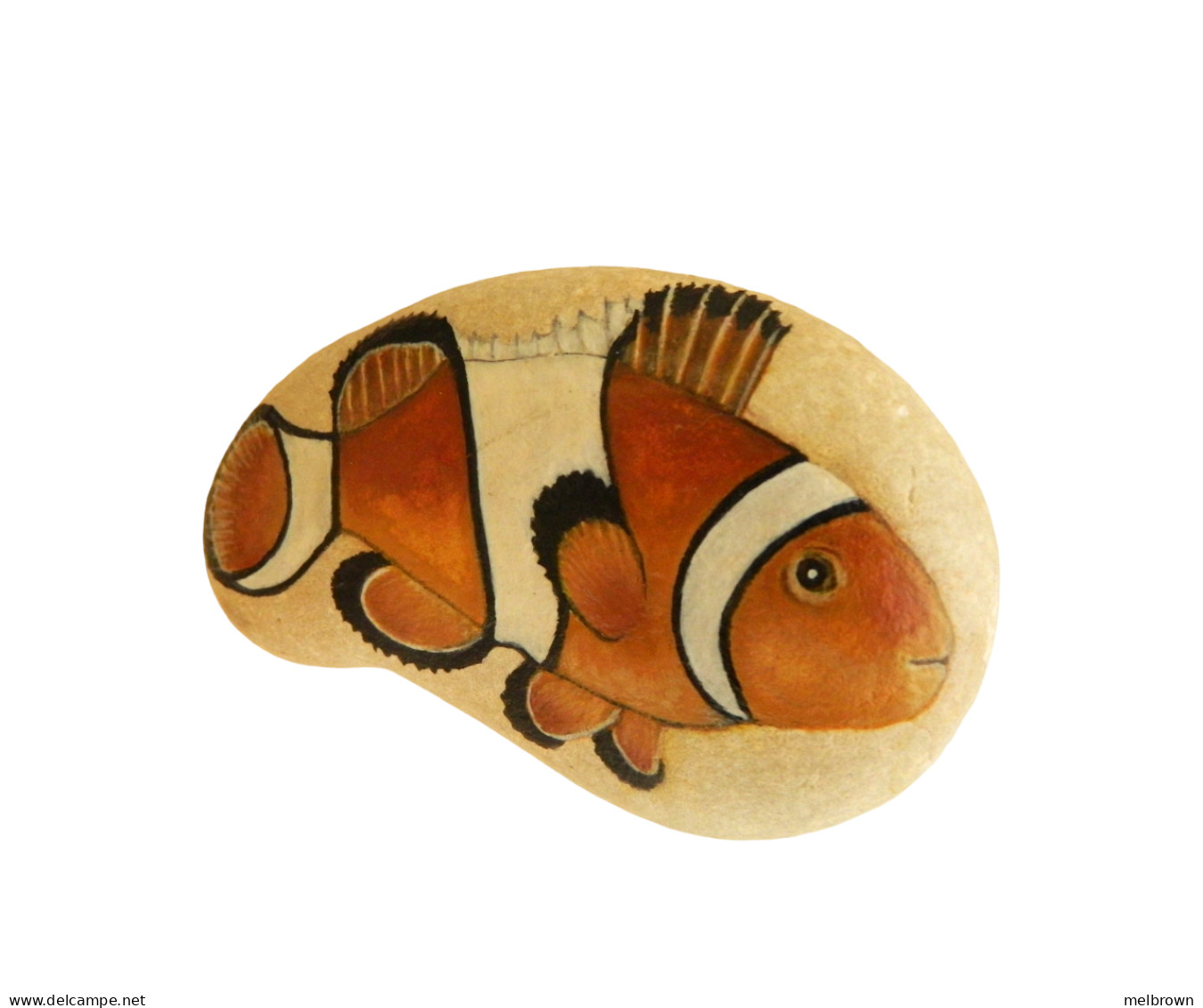 Original Painting Of A Clown Fish Hand Painted On A Smooth Beach Stone Paperweight - Paper-weights