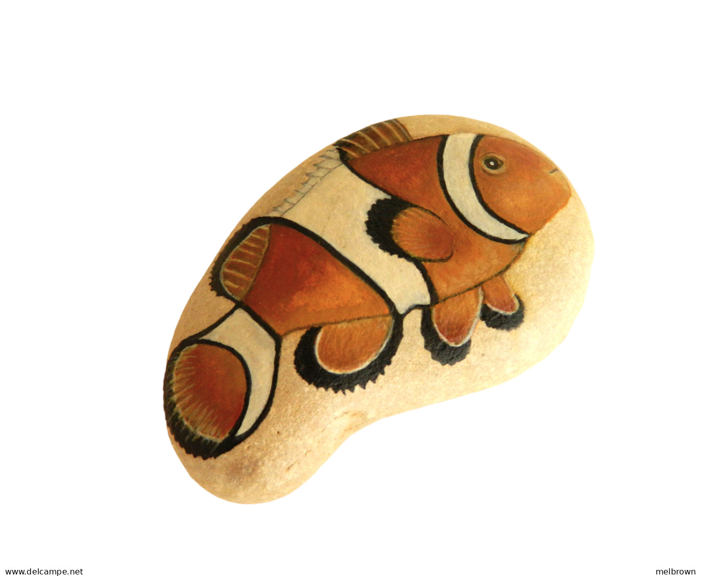 Original Painting Of A Clown Fish Hand Painted On A Smooth Beach Stone Paperweight - Paper-weights