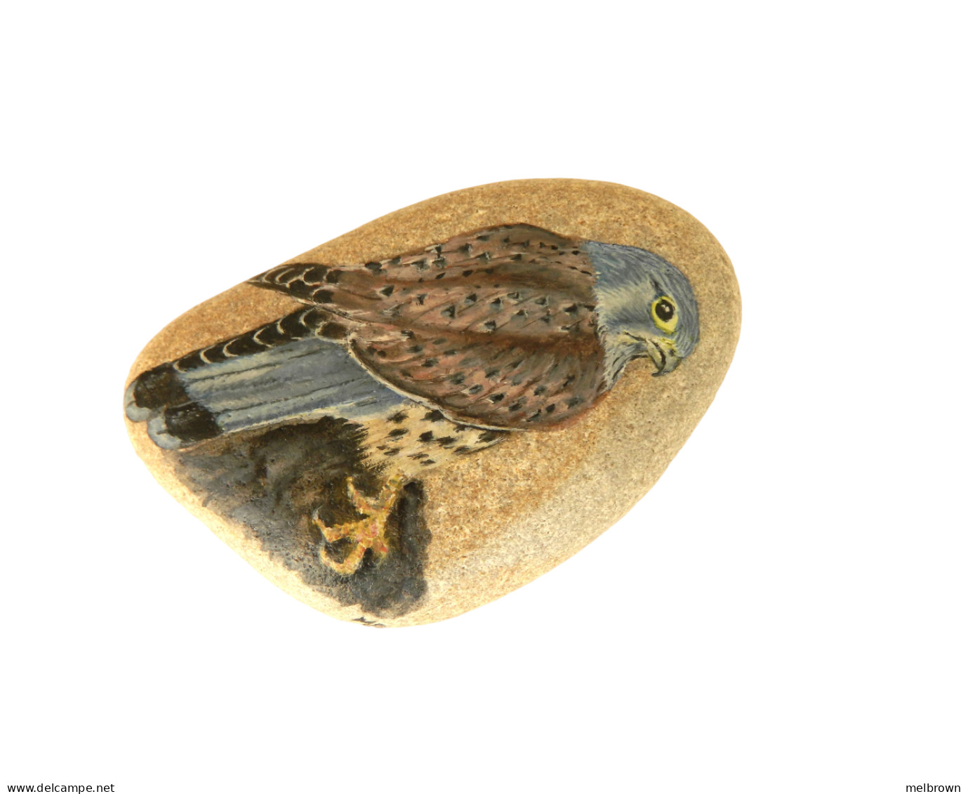 KESTREL BIRD Hand Painted On A Smooth Beach Stone Paperweight Decoration - Presse-papiers