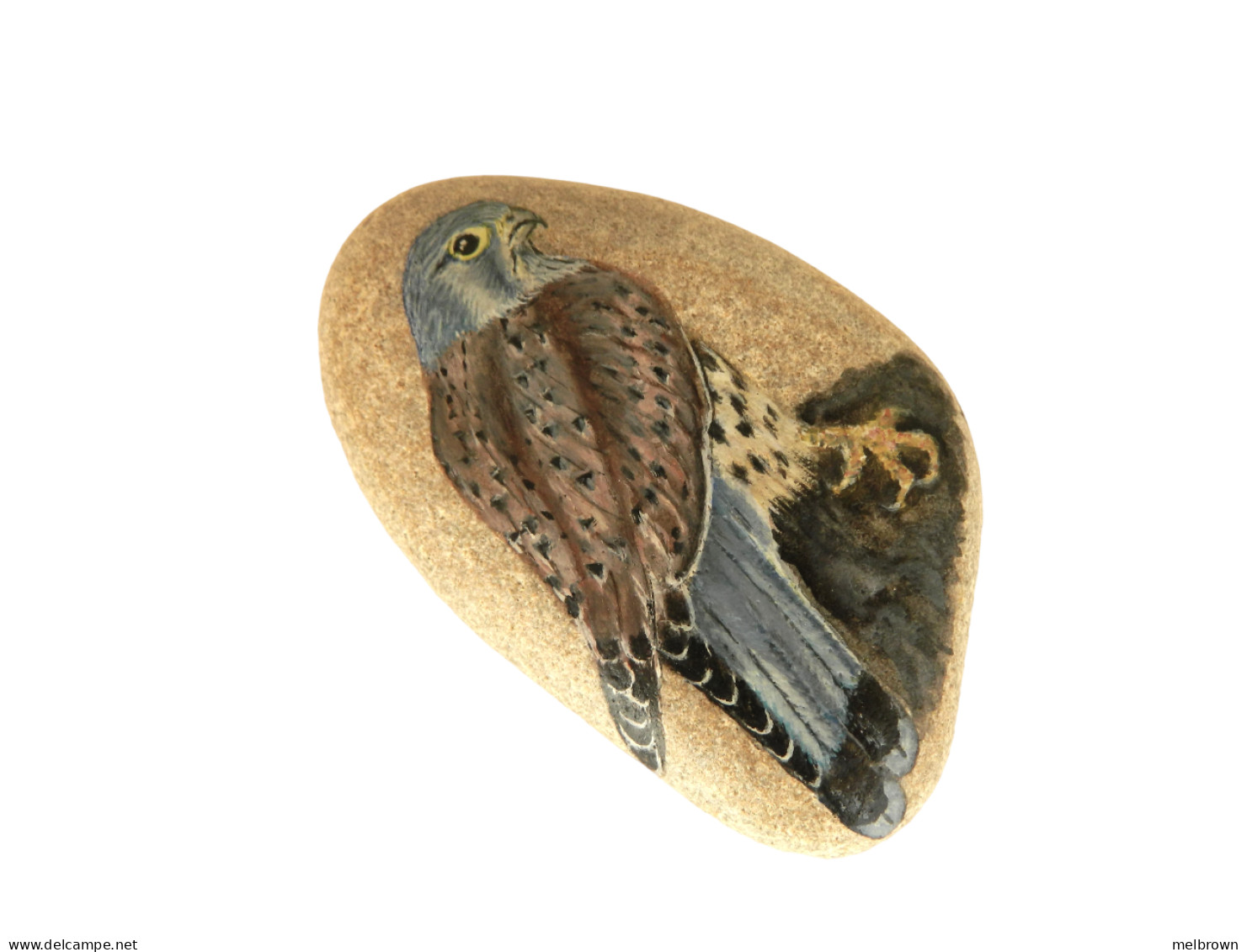 KESTREL BIRD Hand Painted On A Smooth Beach Stone Paperweight Decoration - Presse-papiers