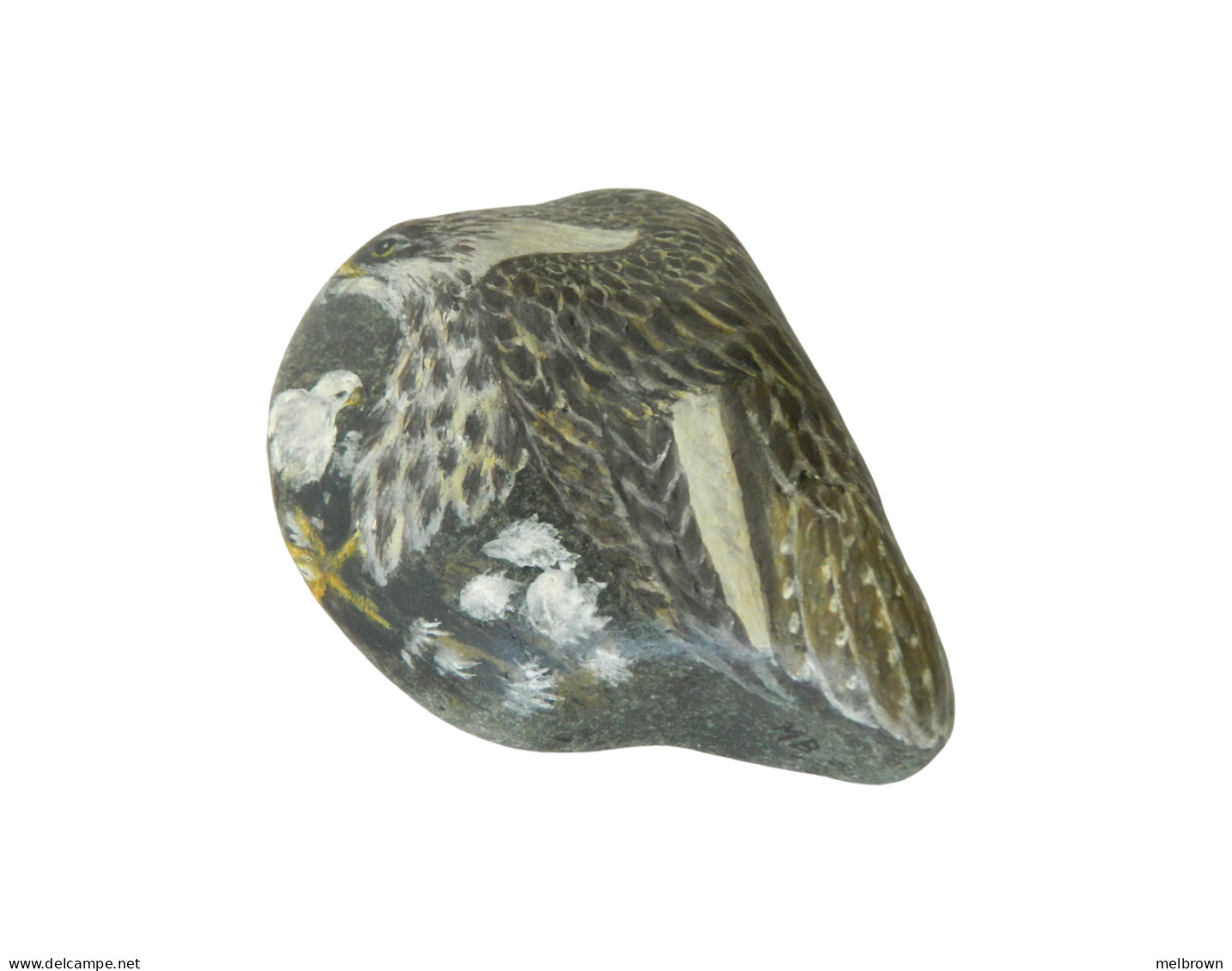 Original Painting Of A Prairie Falcon Hand Painted On A Beach Stone Paperweight Decoration - Briefbeschwerer
