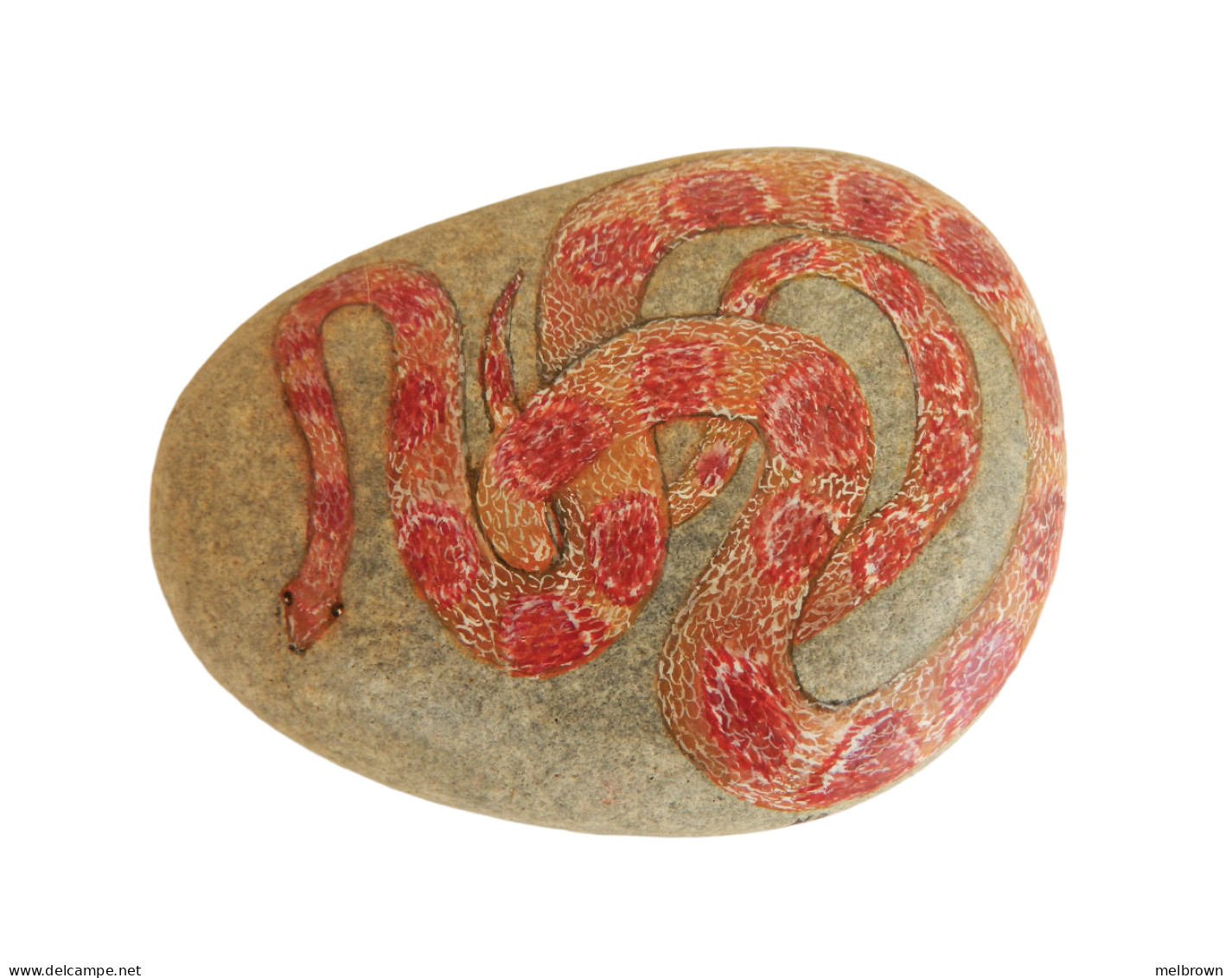 Original Painting Of A Corn Snake Hand Painted On A Beach Stone Paperweight Decoration - Briefbeschwerer